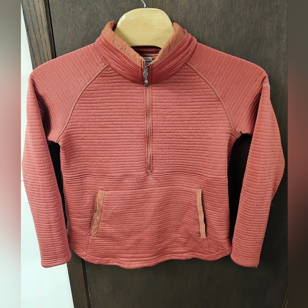 Columbia Pink Quarter Zip Fleece Ribbed XL